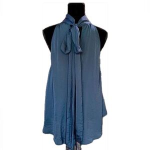 Finders Keepers Navy Sleeveless Top with Tie in Back